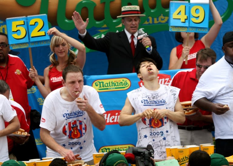 Japan's Takeru Kobayashi won the Nathan's Annual Hot Dog Eating Contest in New York six times in a row before he was beaten by Joey Chestnut (Yana Paskova)