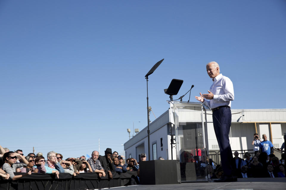 Former Vice President Joe Biden rallied Democrats in Las Vegas on Saturday. (Photo: ASSOCIATED PRESS)