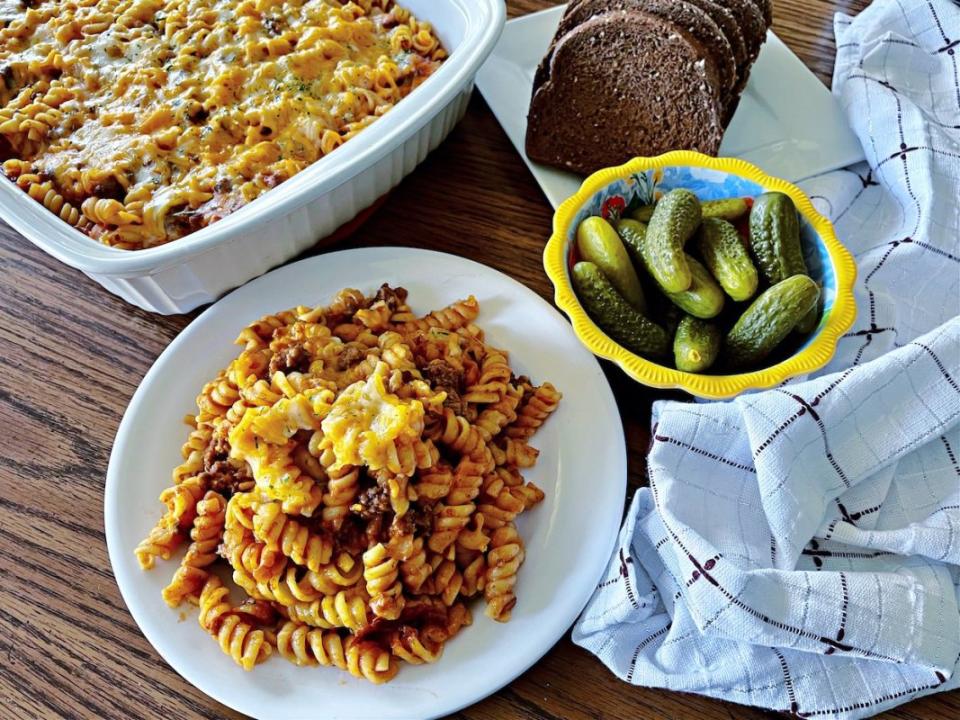 <p>Krista Marshall</p><p>This retro casserole has been making a comeback on social media because it is made with cheap ingredients to feed a hungry crowd.</p><p><strong>Get the recipe: <a href="https://parade.com/1361387/kristamarshall/hamburger-casserole/" rel="nofollow noopener" target="_blank" data-ylk="slk:Hamburger Casserole;elm:context_link;itc:0;sec:content-canvas" class="link ">Hamburger Casserole</a></strong></p>