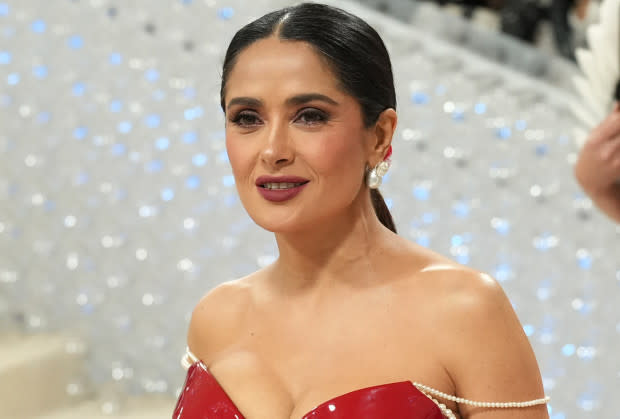 Salma Hayek Looks Incredible While Lounging on a Yacht in a Blue