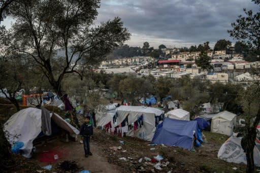 More than 18,000 asylum seekers are crammed into the Moria reception which was built to house 3,000