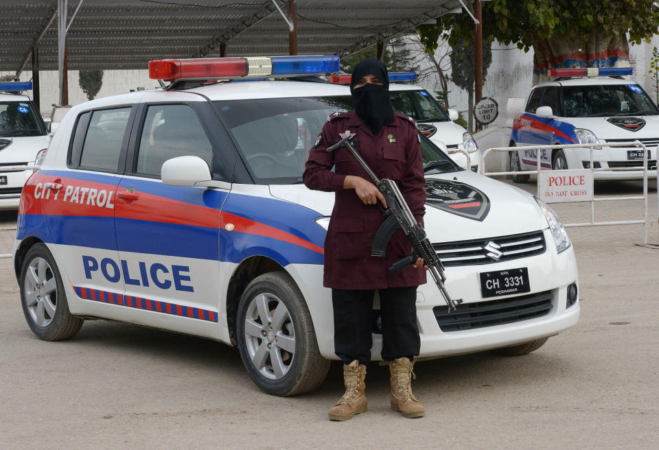 <p>Zahida, a Pakistani female police assistance sub-inspector (ASI), poses for a photograph at a police academy in Peshawar, Pakistan, on February 26, 2018. (Photo: Abdul Majeed/AFP/Getty Images) </p>