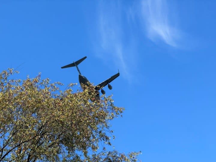 Photo from the iPhone 15 Pro Max telephoto camera of a military airplane.