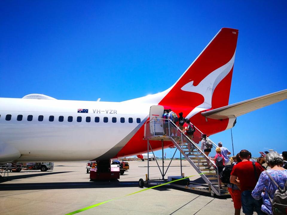 Boarding Qantas flight