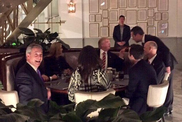 Nigel Farage pictured having dinner with Donald Trump in Washington D.C: Nigel Farage