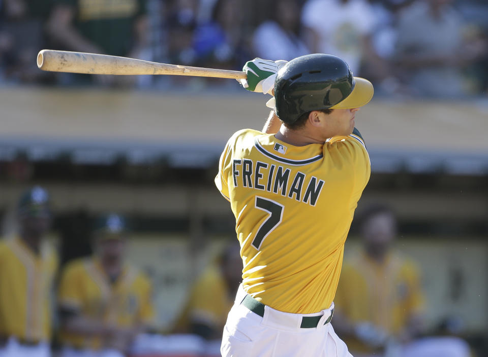 Former MLB player Nate Freiman has taken to publishing original analytical content online. (AP Photo)