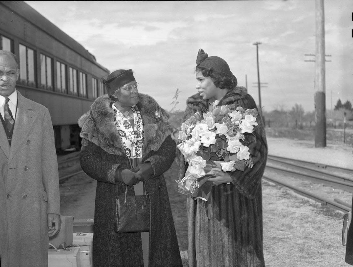 Marian Anderson, a famous American singer from Philadelphia known as the “voice of the century” who broke racial barriers, arrives at the Boise Train Depot in March 1940.