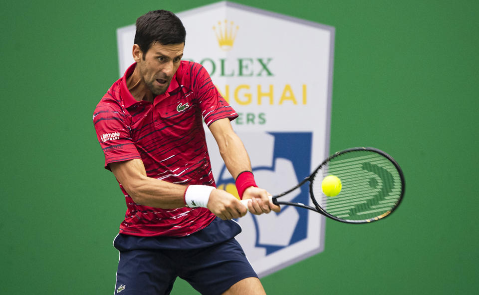 Novak Djokovic, pictured here at the Shanghai Masters in 2019.