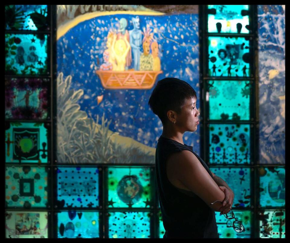 South Florida artist Vũ Hoàng Khánh Nguyên, who goes by Vũ, is photographed at the NSU Art Museum Fort Lauderdale on Tuesday, June 18, 2024. Vũ’s art installation in a Walgreens in Miami Beach was removed by arts organization Oolite.