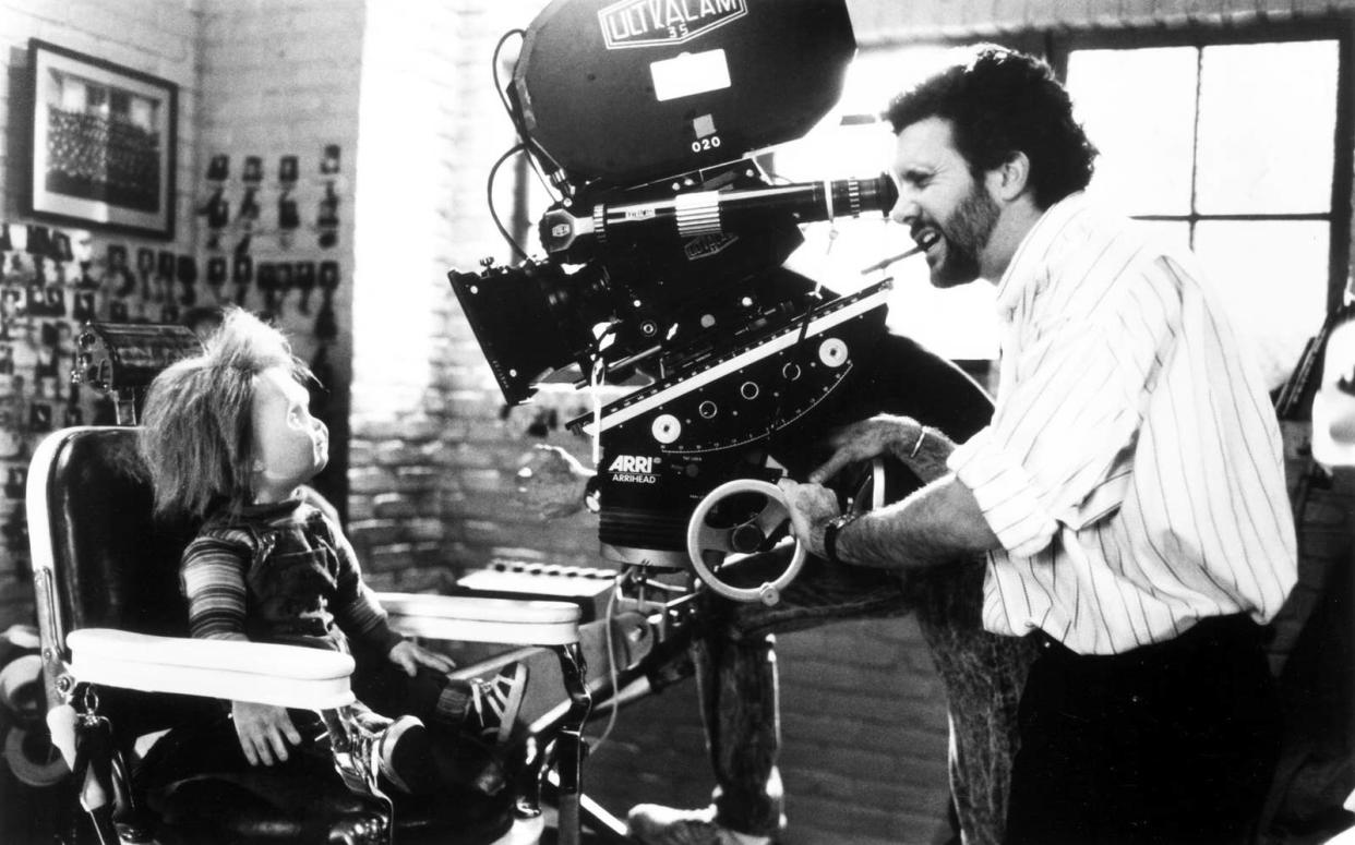 Director Jack Bender films Chucky in a scene for Child's Play 3 in 1991.