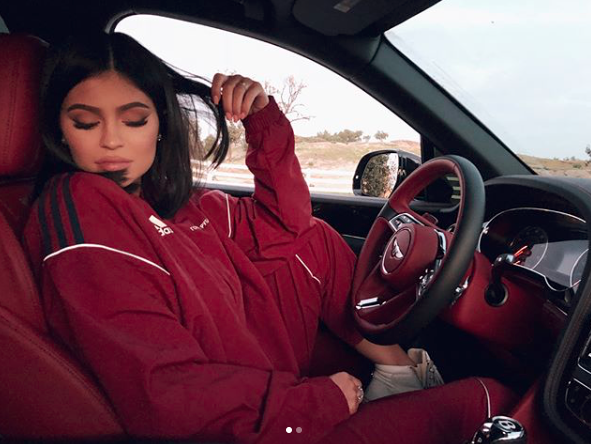 Kylie Jenner posted a hot car snap on Tuesday showing off her post-baby bod. Source: kyliejenner/Instagram