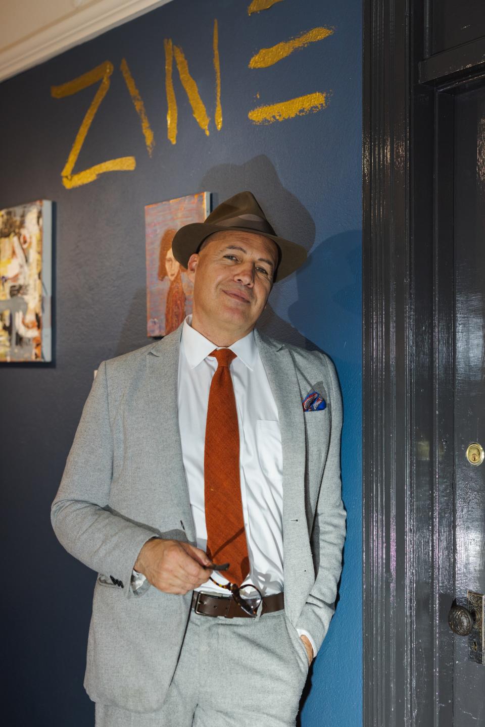 Billy Zane with his artwork at the Red Lion Inn.
