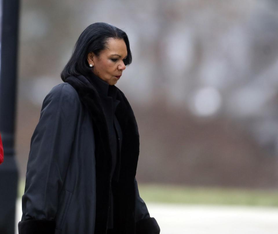 <p>Former US Secretary of State Condoleezza Rice arrives for the funeral service.</p>