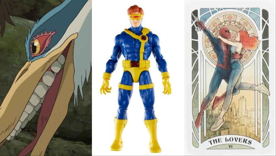 Heron from Studio Ghibli movie, Cyclops Marvel Legends Figure, Marvel tarot card