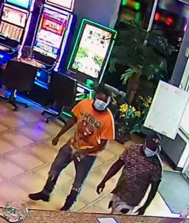 Lee County Sheriff's Office detectives are investigating two men who broke into various gambling machines Wednesday night at a casino in the Iona McGregor area.