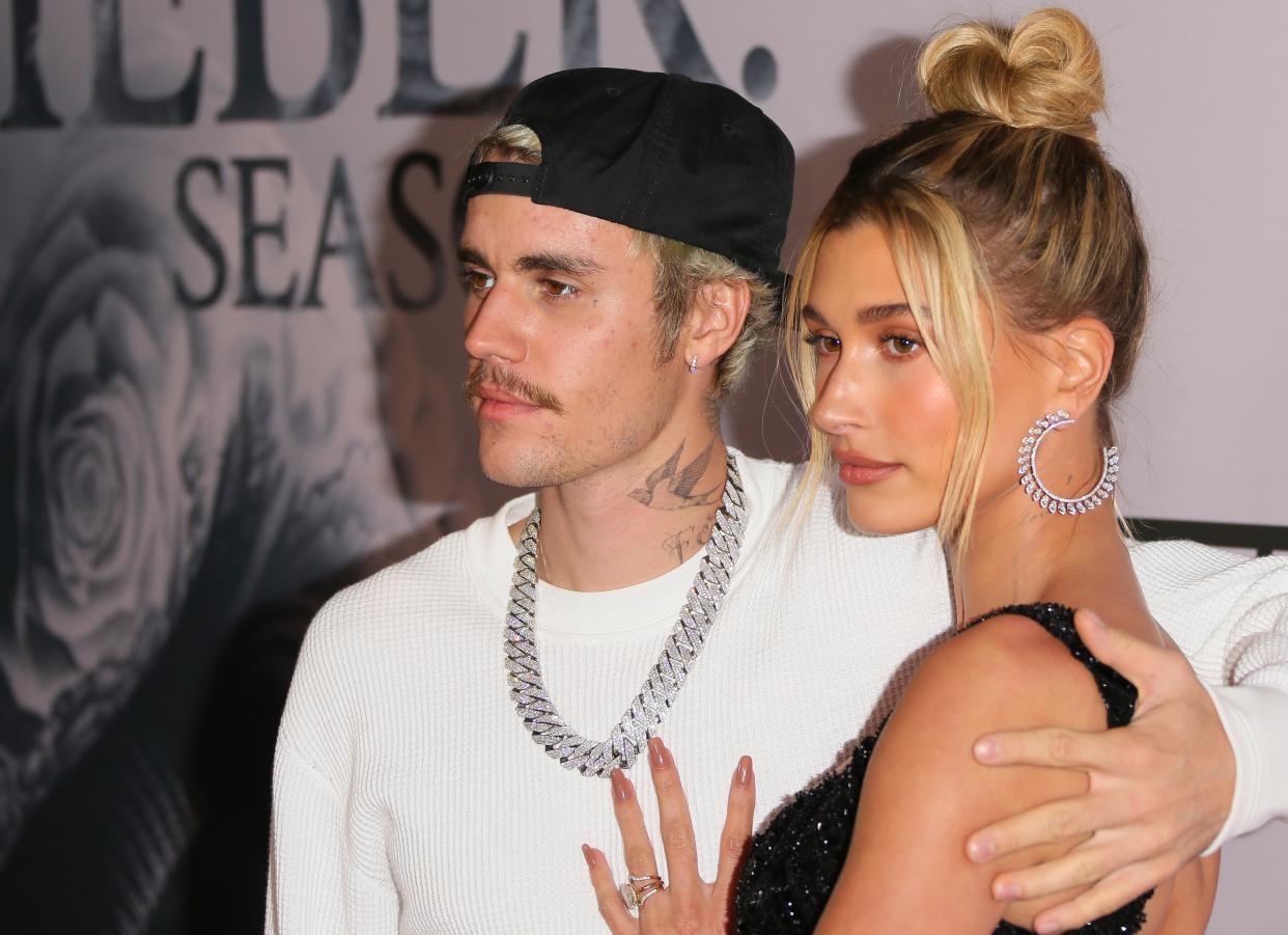 Hailey Bieber opened up about the techniques her husband uses. (Getty Images)