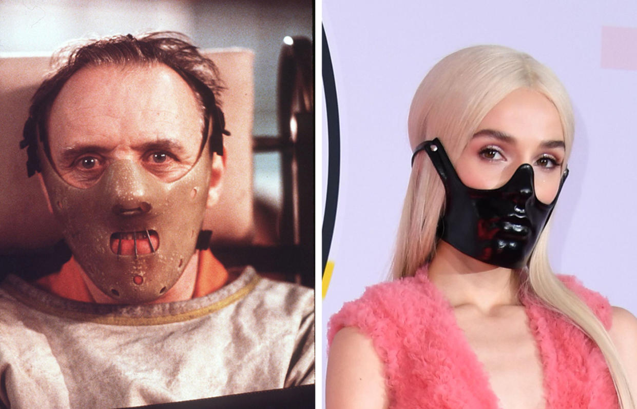 Der Schocker auf dem roten Teppich: Die US-amerikanische Singer-Songwriterin Poppy holte sich für ihren Look bei den AMAs Inspiration von Hannibal Lecter. (Bilder: WENN.com und VALERIE MACON/AFP/Getty Images)