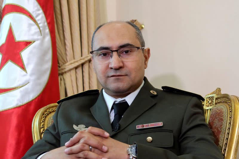 Senior official of Tunisian national guard, Houssem Eddine Jebabli, attends an interview with Reuters in Tunis