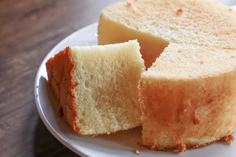 A Delicious Orange Chiffon Cake on a White Plate