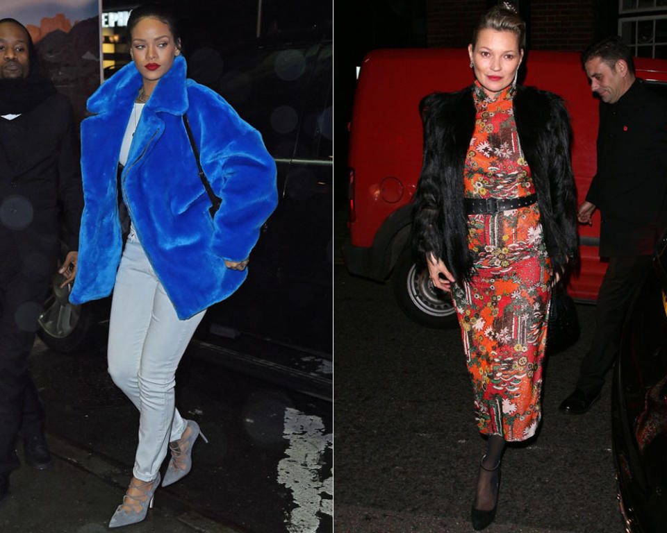 Rihanna und Kate Moss tragen ihren Pelz gerne „fake“. (Bilder: Getty Images)