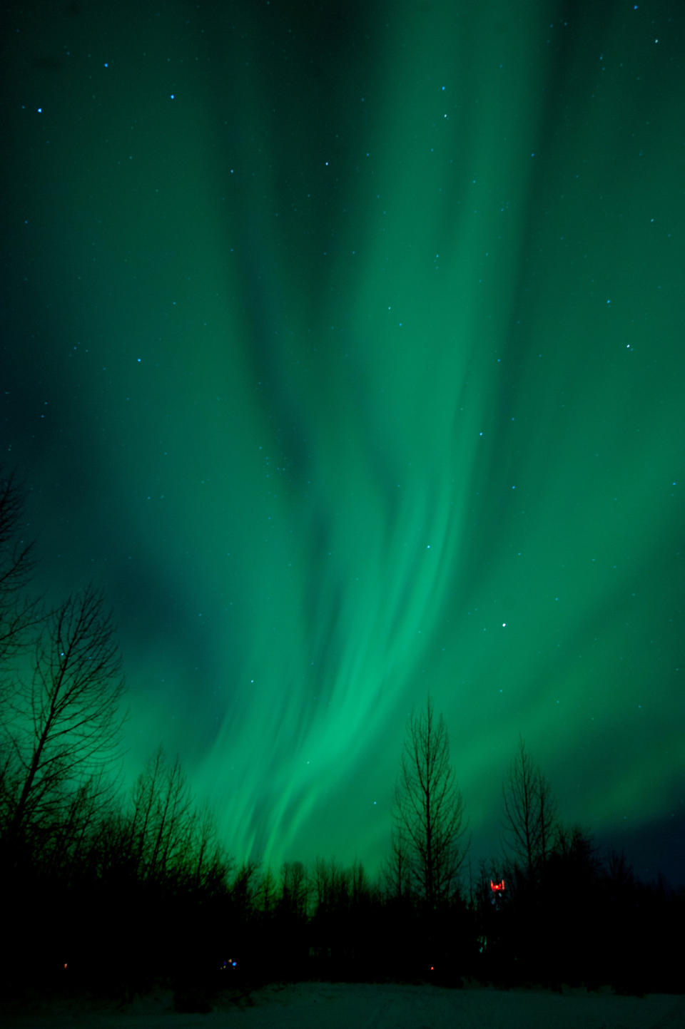 FILE - This Jan. 23, 2012 file photo shows the aurora borealis, or Northern Lights, near the city of Talkeetna, Alaska. This year and next year are expected to offer prime viewing for the northern lights due to a peak in the cycle of solar activity that causes the lights. The Fairbanks region of Alaska is gearing up for increased tourism as visitors flock to see the colorful but elusive phenomenon. (AP Photo/Michael Dinneen, file)