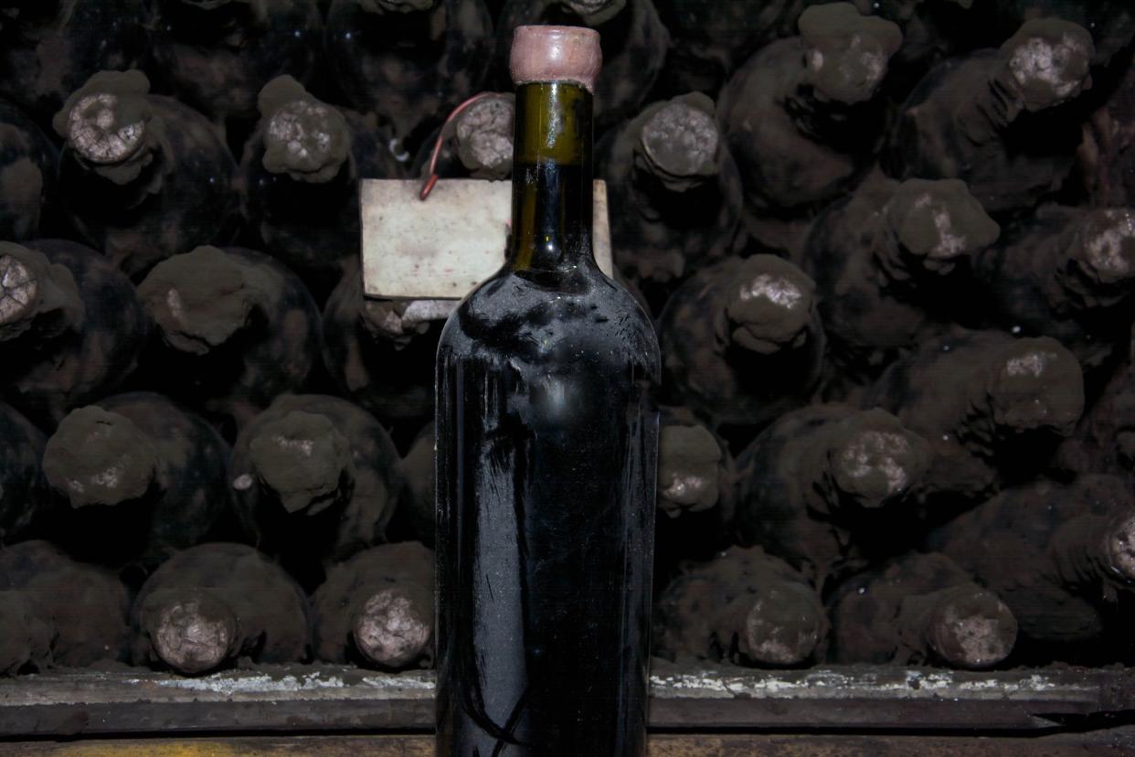 Collection wine in an old cellar