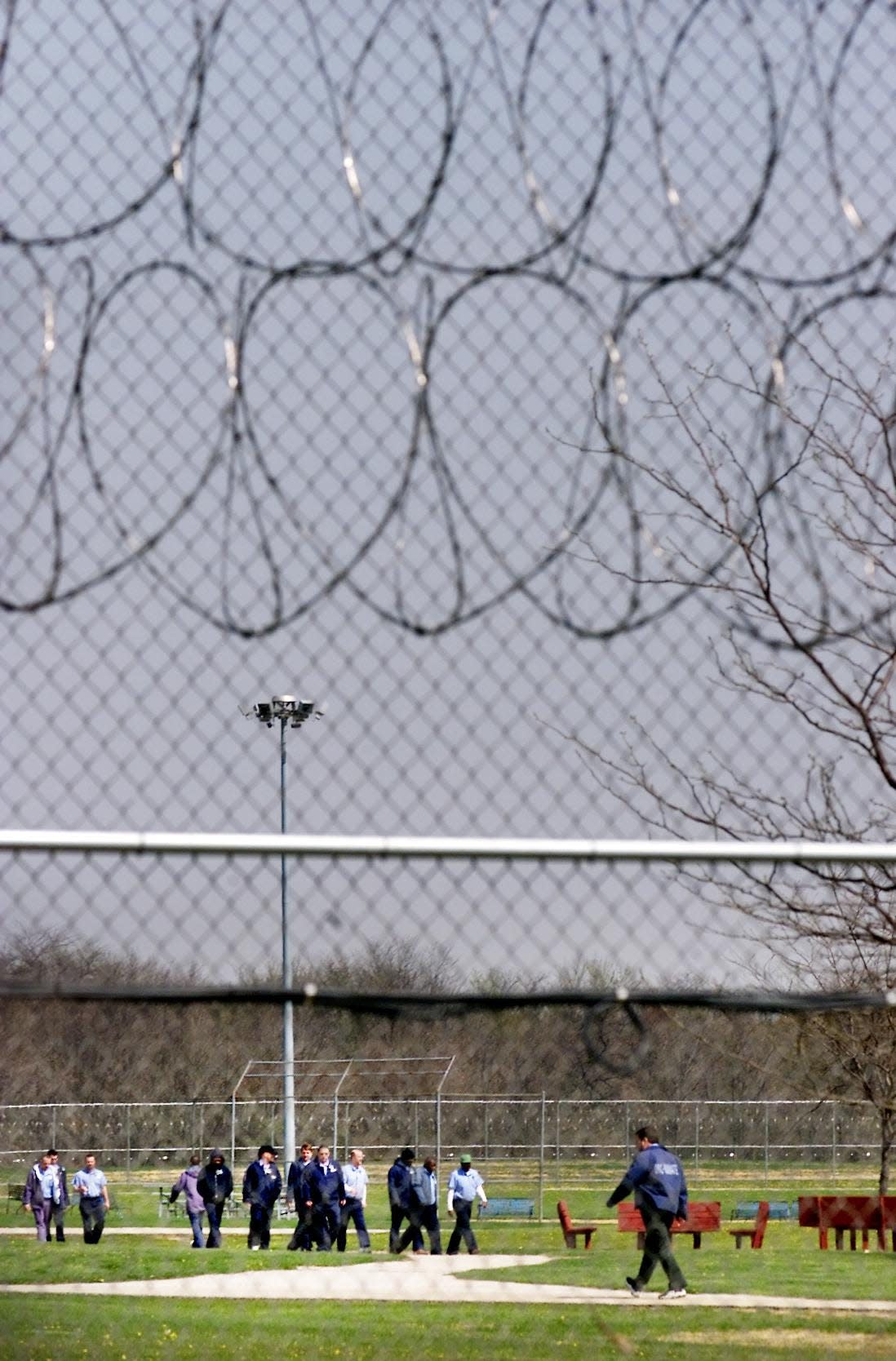 Inmates head to lunch at Madison Correctional Institution in this photo taken prior to the coronavirus pandemic.