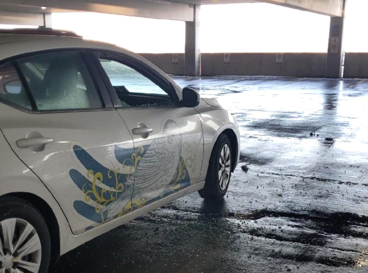 This Horizon Hospice vehicle, parked on fourth floor in the visitor and staff parking lot of Columbia St. Mary's Hospital, was broken into Columbia St. Mary's over the weekend.