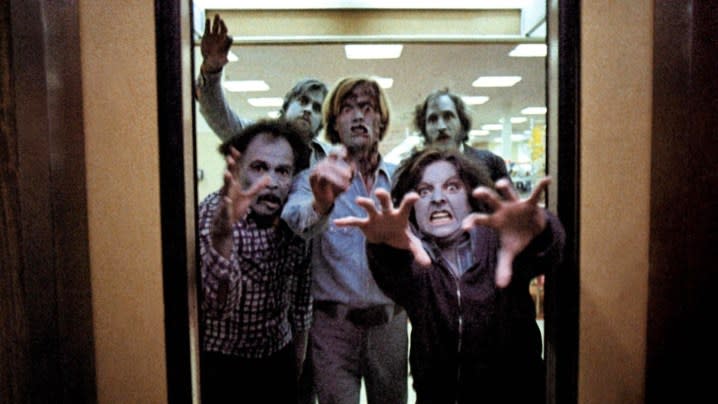 Zombies attack in an elevator in "Dawn of the Dead" (1978).