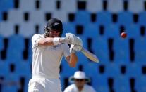 Cricket - New Zealand v South Africa - second cricket test match - Centurion Park, Centurion, South Africa - 29/8/2016. New Zealand's Neil Wagner plays a shot. REUTERS/Siphiwe Sibeko