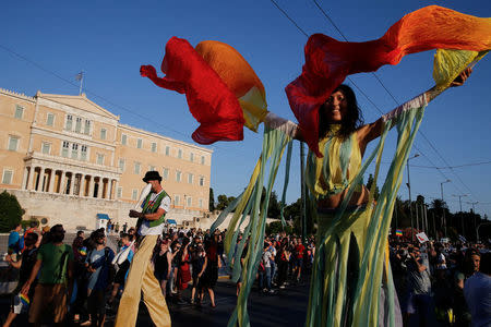 Participants are pictured at a Gay Pride parade in Athens, Greece June 9, 2018. REUTERS/Costas Baltas