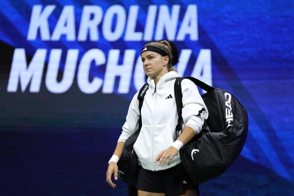 Karolina Muchova of the Czech Republic enters before her Women's Singles Semifinal match against Jessica Pegula of the United States on Day Eleven of the 2024 US Open (Getty Images)