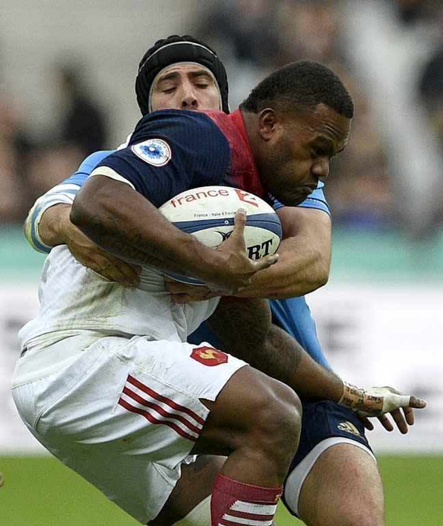 Virimi Vakatawa (foreground) scored a try on his France debut