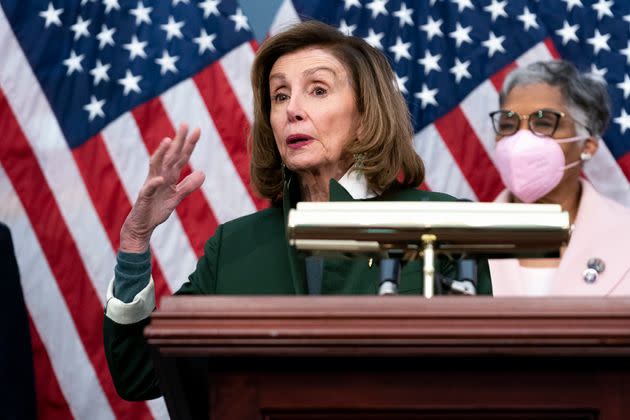 House Speaker Nancy Pelosi (D-Calif.) speaks in February as Rep. Joyce Beatty (D-Ohio), chairwoman of the Congressional Black Caucus looks on at right. (Photo: Greg Nash/Associated Press)