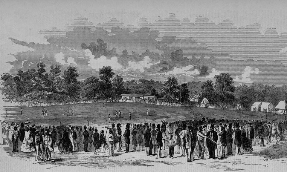 <span>A scene from the 1856 renewal of the rivalry between the United States and Canada, in Hoboken, New Jersey.</span><span>Illustration: Historical/Corbis/Getty Images</span>