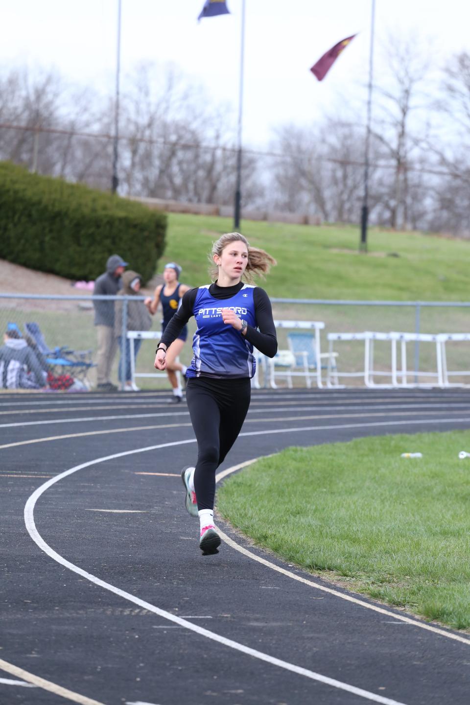 Pittsford Freshman Ava Mallar competes in the 1600-meter run and takes second place.