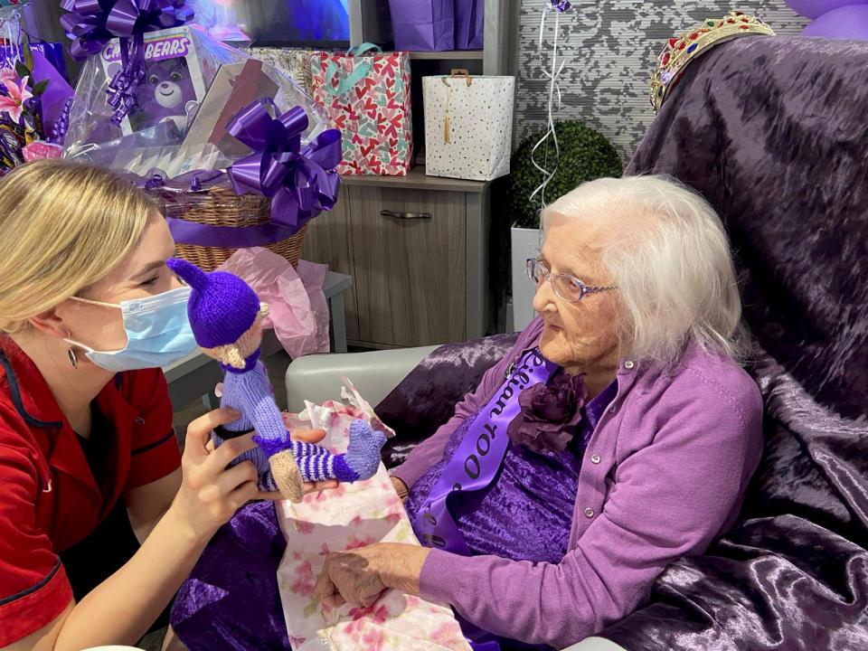 Lillian Greenway celebrates her 100th birthday with help from her carers and surrounded by hundreds of cards and gifts from wellwishers. See SWNS story SWMDbirthday. A centenarian with no close surviving family was surprised with 10,500 cards and gifts from strangers around the world to mark her milestone 100th birthday.  Lillian Greenway was left overwhelmed after being inundated with presents from thousands of well-wishers following an appeal from her care home. Staff members at Heartlands Care and Nursing Home in Yardley, Birmingham, took to Facebook earlier this month in the hope of getting 100 cards for her 100th birthday. The next day they received 250 in the post and since then a total of 10,000 cards and 500 gifts have landed on the doorstep.