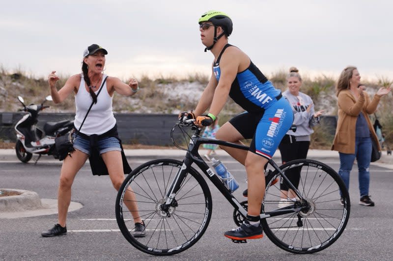 Chris Nikic on bike during ironman triathlon