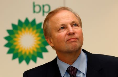 FILE PHOTO: BP's Chief Executive Bob Dudley speaks to the media after year-end results were announced at the energy company's headquarters in London, Britain, February 1, 2011. REUTERS/Suzanne Plunkett/File Photo