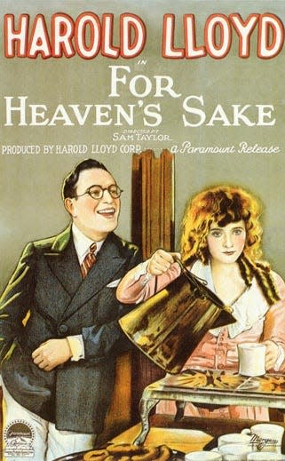 Harold Lloyd stars in the romantic comedy 'For Heaven's Sake' (1926), to be shown with live music on Wednesday, June 15 at 7 p.m. at the Leavitt Theatre, 259 Main St., Route 1, Ogunquit, Maine.