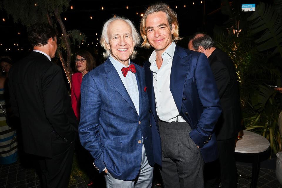 Robert Pine and Chris Pine attend the after party for the premiere of Apple TV+ limited series "Five Days at Memorial" held at Cicconi's on August 8, 2022 in Los Angeles, California.