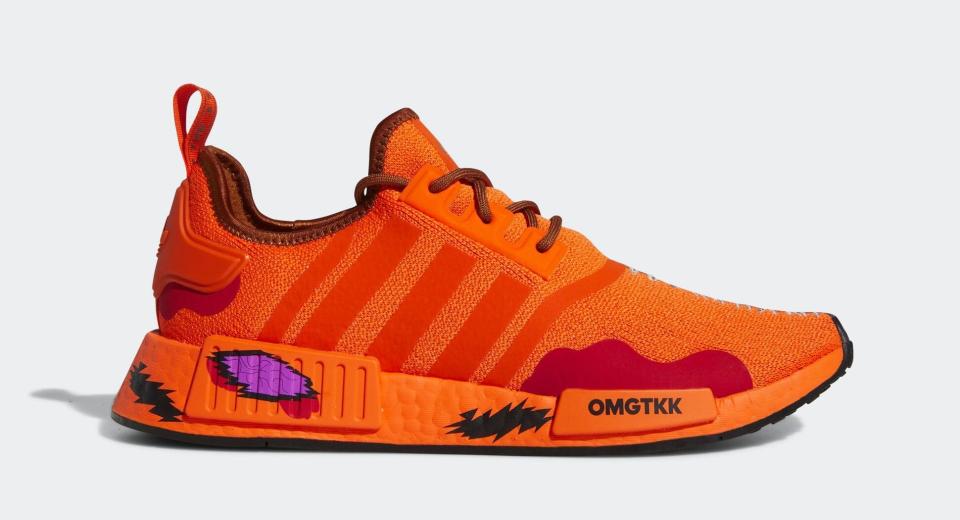 The lateral side of the South Park x Adidas NMD_R1 “Kenny.”
