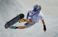 <p>Oskar Rozenberg during mens park skateboard at the Olympics at Ariake Urban Park, Tokyo, Japan on August 5, 2021. (Photo by Ulrik Pedersen/NurPhoto via Getty Images)</p> 