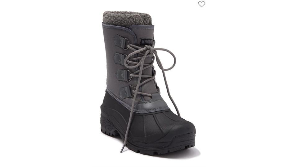 These winter boots feature a hefty rubber sole.