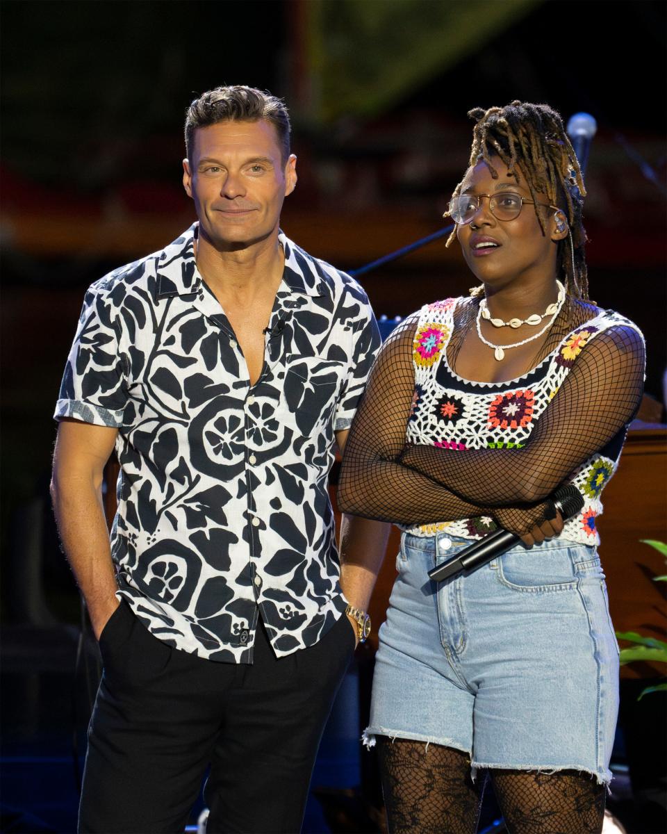 Host Ryan Seacrest and KBlocks on "American Idol" at Aulani, a Disney Resort and Spa in Ko Olina Hawaii.