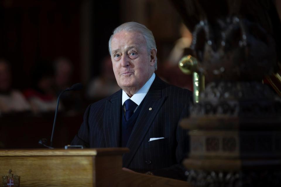 Former prime minister Brian Mulroney delivers an eulogy for former Newfoundland and Labrador Lieutenant Governor, and federal politician John Crosbie, during the State Funeral at the Anglican Cathedral of St. John the Baptist in St. John’s on Thursday, January 16, 2020.