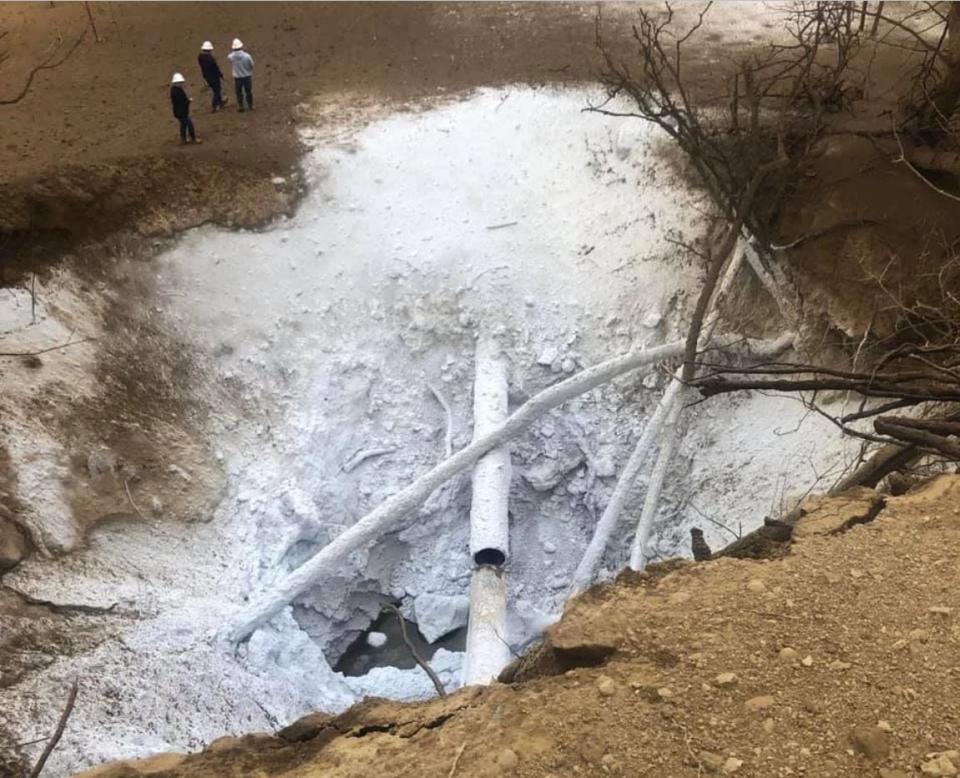 This photo shows the spot where a CO2 pipeline ruptured in Satartia, Miss., in February 2020, leading to the evacuation of 300 residents and the hospitalization of four dozen others. No one was killed. Photo: