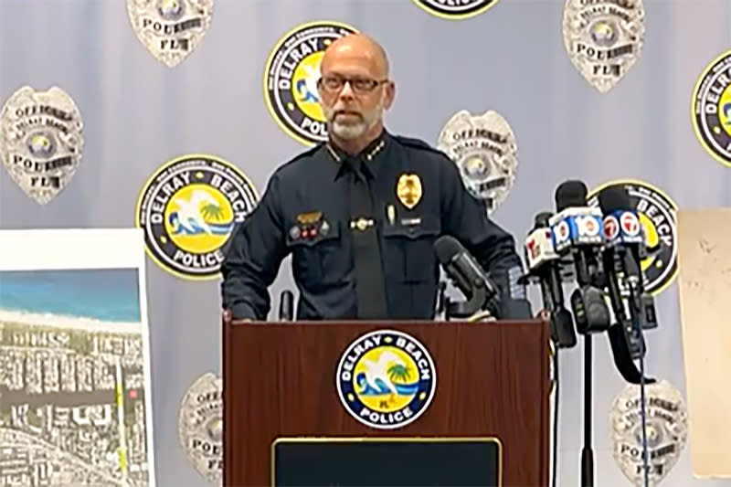 Delray Beach Police Chief Russ Mager provides information about the investigation in Delray Beach, Fla., on July 24, 2023. (Delray Beach Police Dept via Facebook)