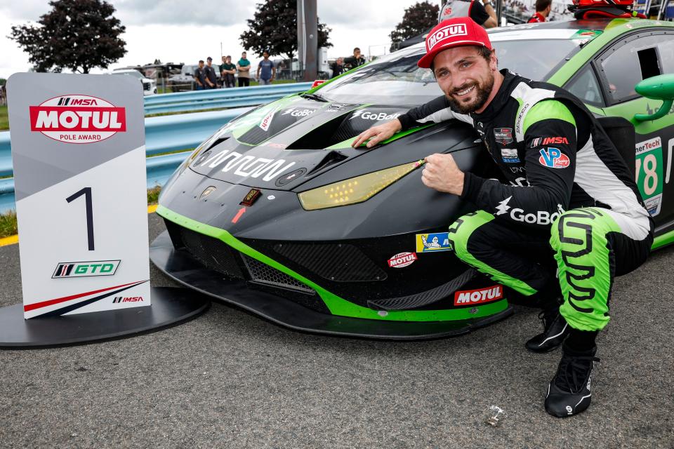 Motul Pole Award winner Loris Spinelli after leading GT3 qualifying for the Sahlen's Six Hours of The Glen on June 24, 2023 at Watkins Glen International.