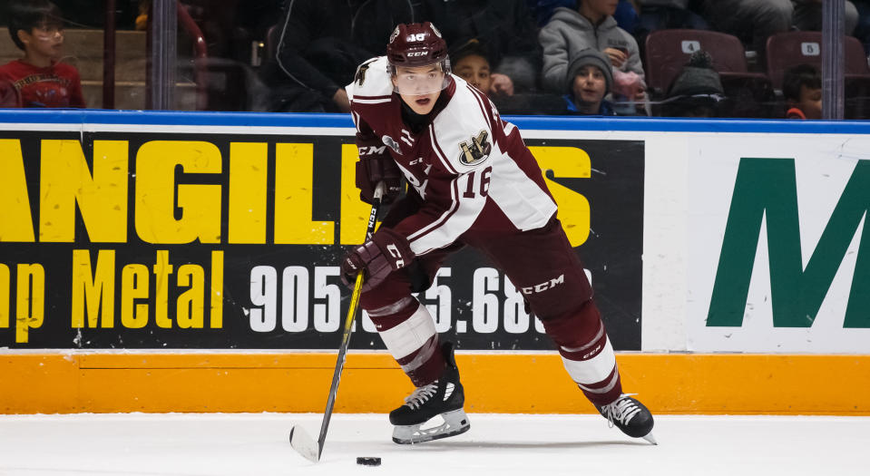 Nick Robertson, seen in this file photo from December 2019, continued his jaw-dropping season as a Peterborough Pete with a hat trick against the Barrie Colts on Sunday. 